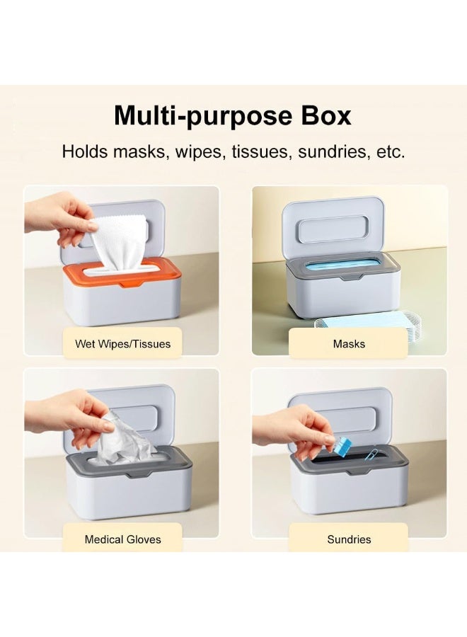 سيوسي Wipe Dispenser Box, Leak-Proof Wet Wipes Container with Flip Lid, Hygienic Storage Case for Toilet Paper, Facial Tissues & Napkins, Nursery & Bathroom Organizer (2-Pack, White) - Image 3